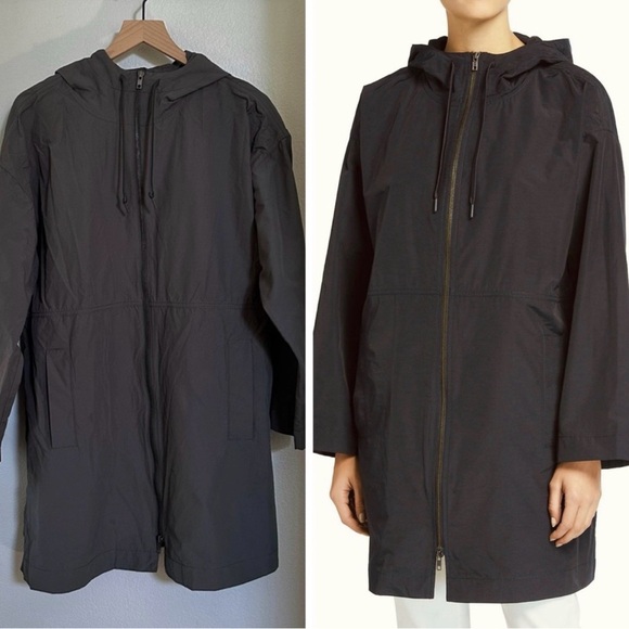 Eileen Fisher Jackets & Blazers - EILEEN FISHER M Lightweight
Organic Cotton Nylon Hooded Long
Jacket Oversized
